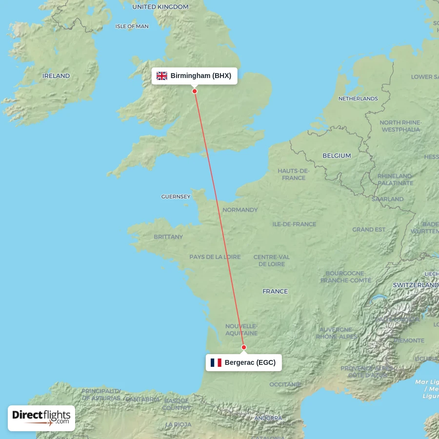 BHX - EGC route map