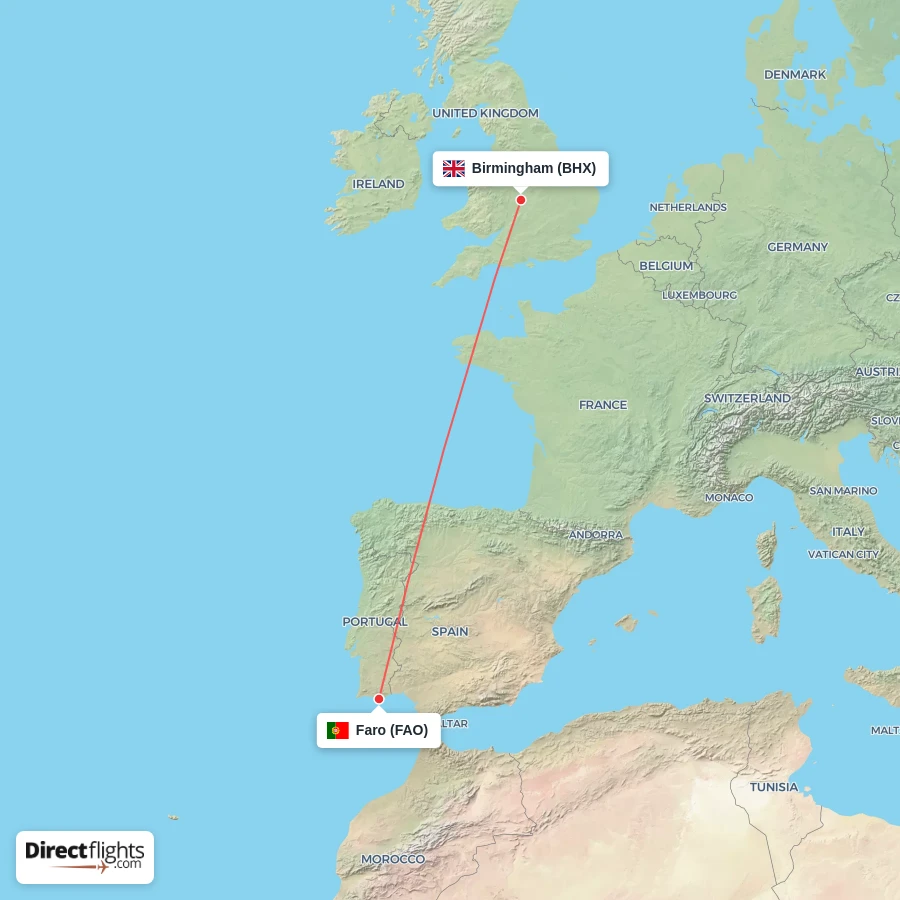 BHX - FAO route map