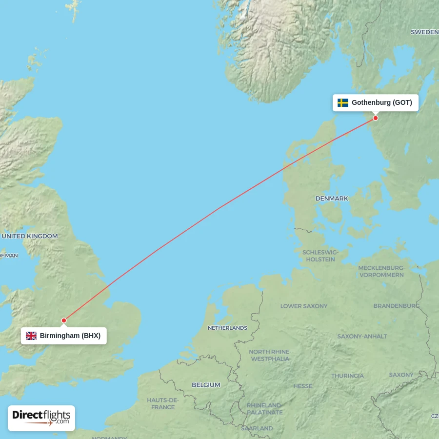 BHX - GOT route map