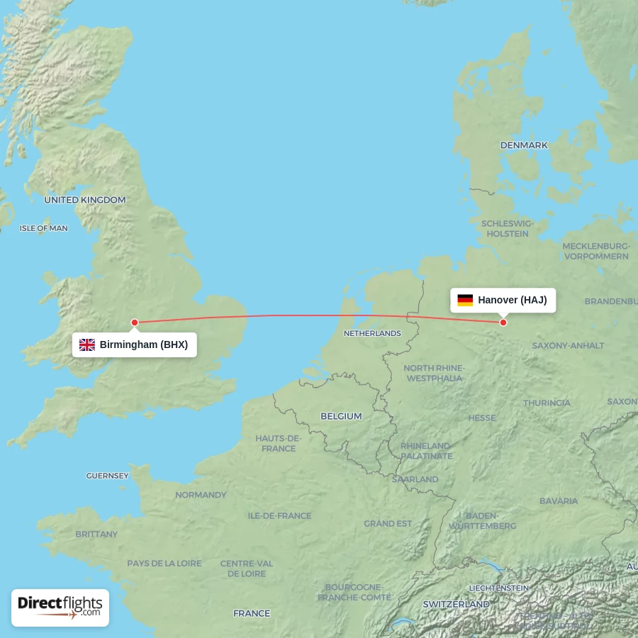 BHX - HAJ route map