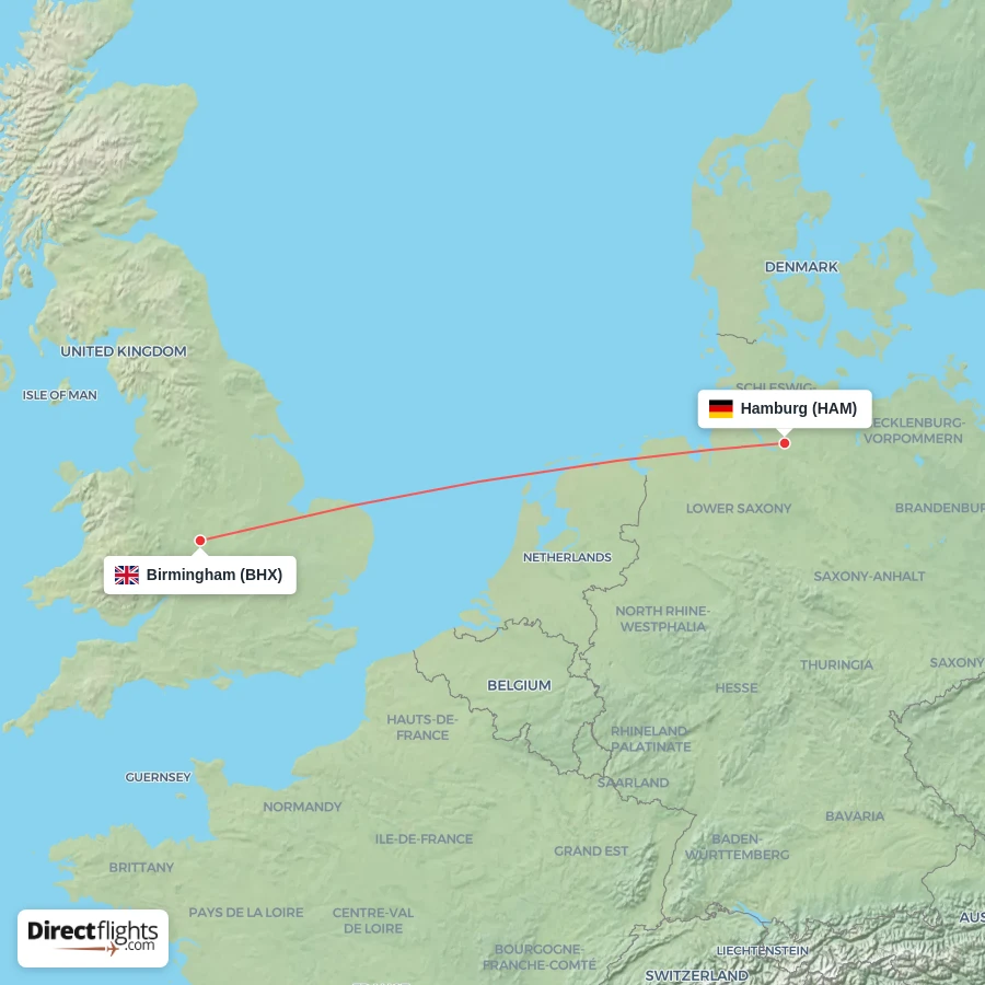 BHX - HAM route map