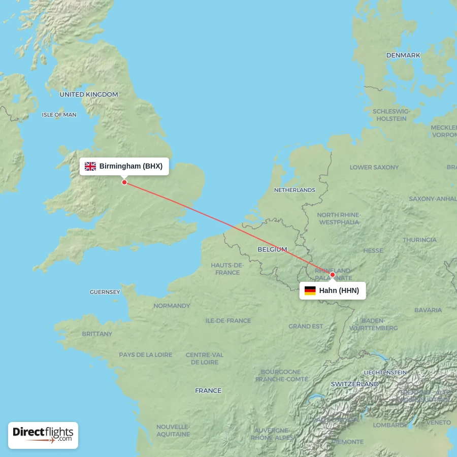 BHX - HHN route map