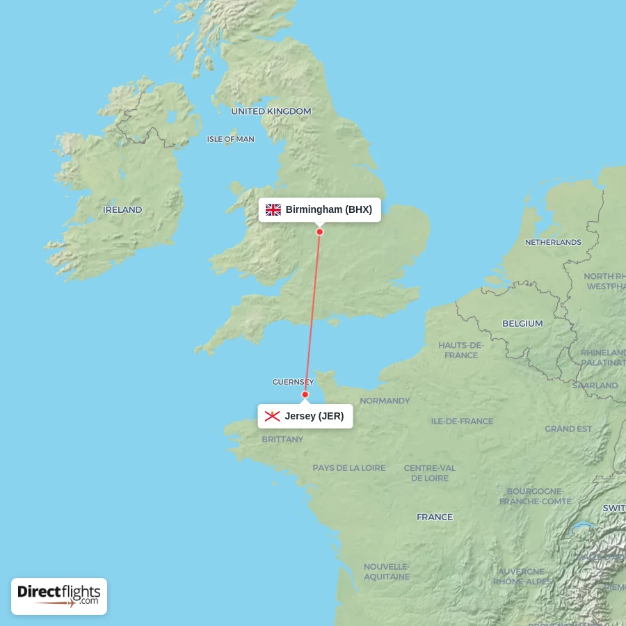 BHX - JER route map