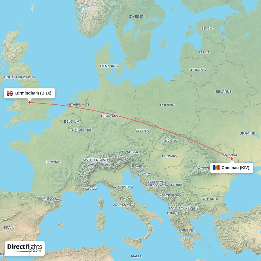 BHX - KIV route map