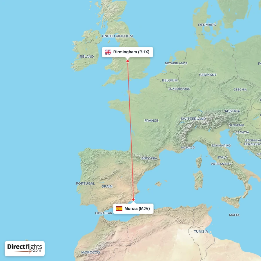 BHX - MJV route map