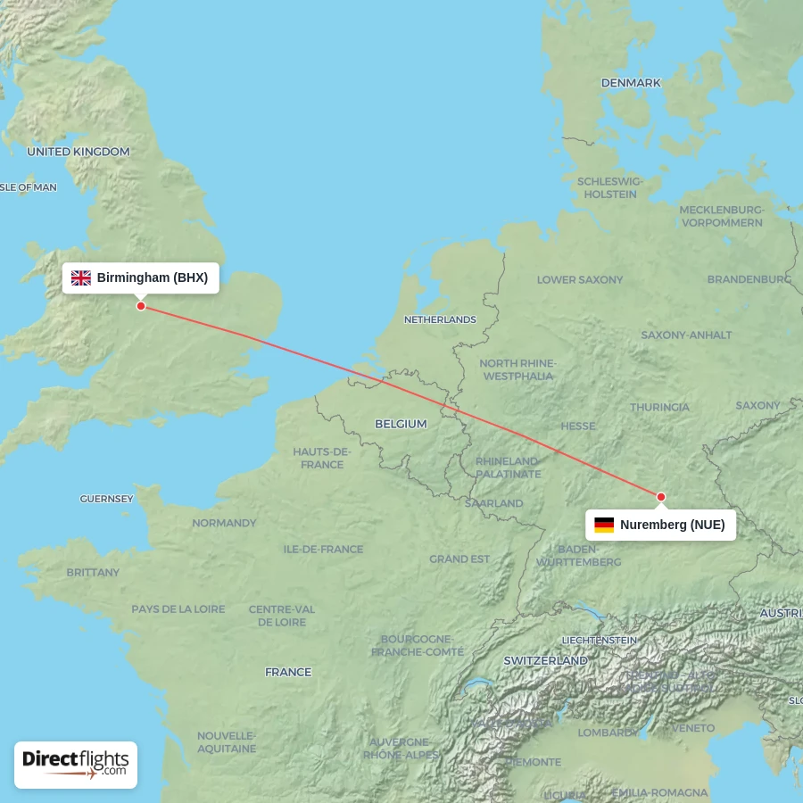 BHX - NUE route map