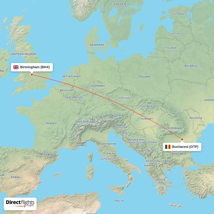 BHX - OTP route map