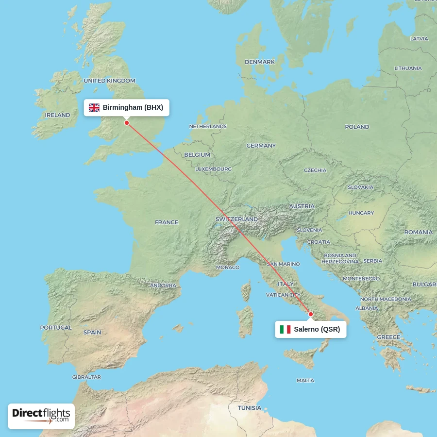 BHX - QSR route map