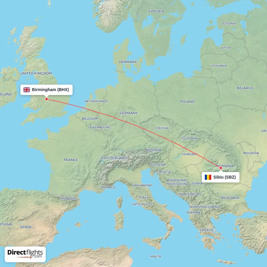 BHX - SBZ route map