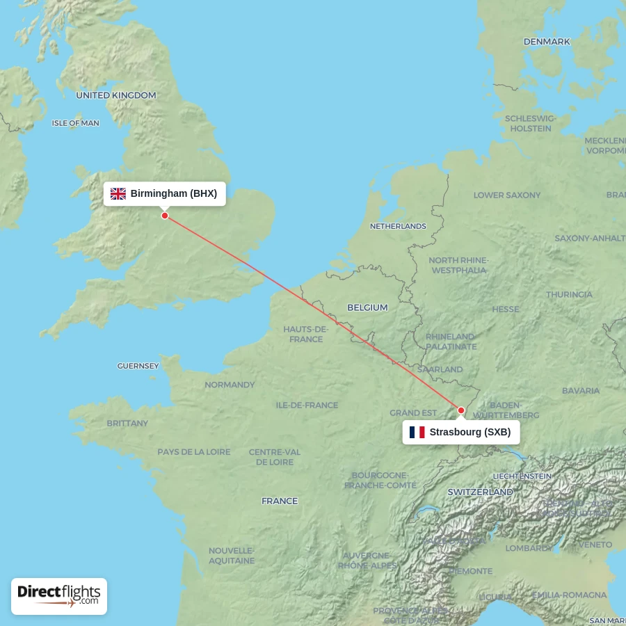 BHX - SXB route map