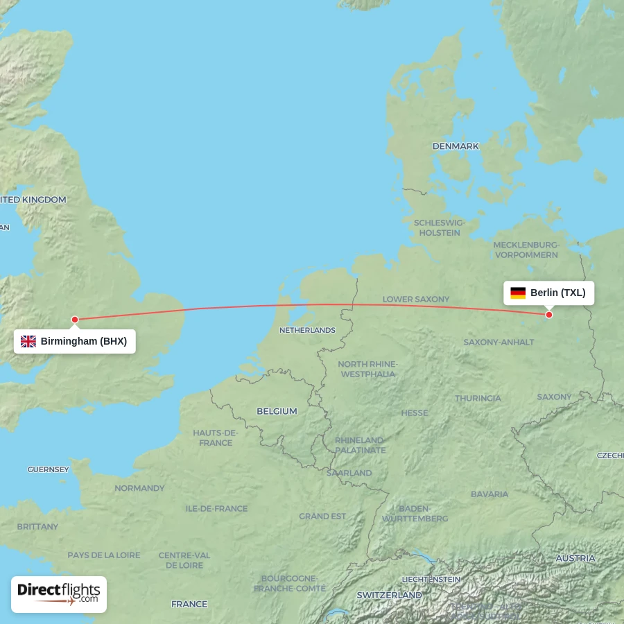 BHX - TXL route map