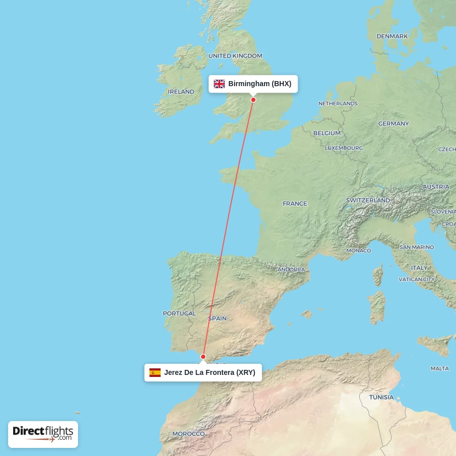 BHX - XRY route map