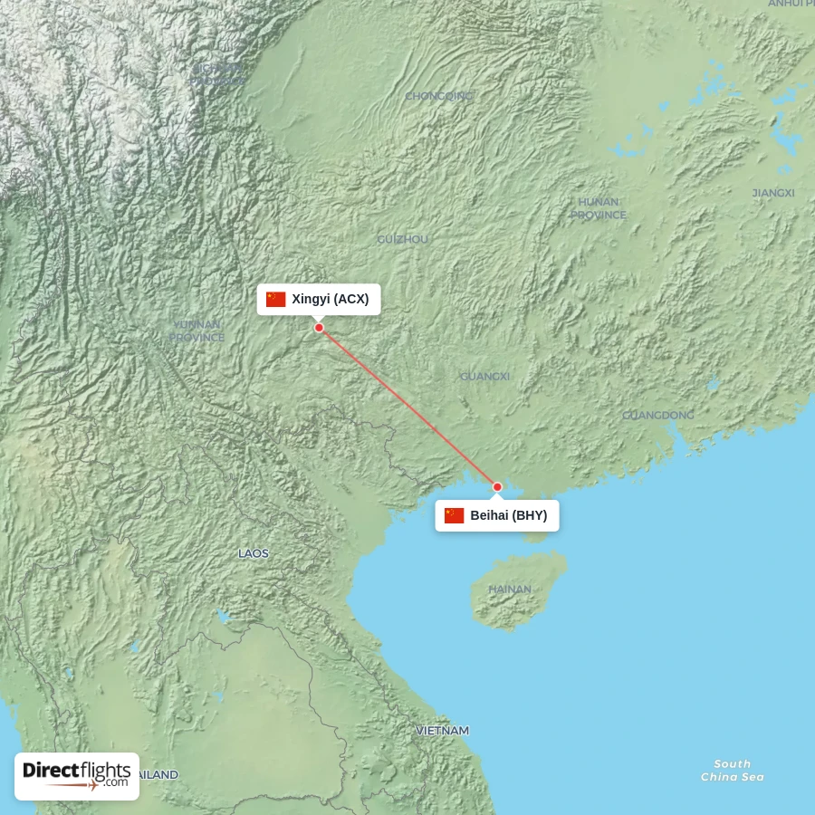 BHY - ACX route map