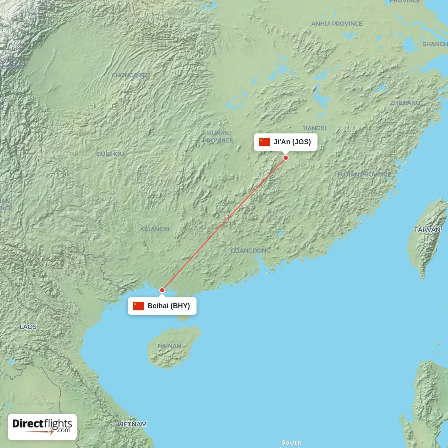 BHY - JGS route map