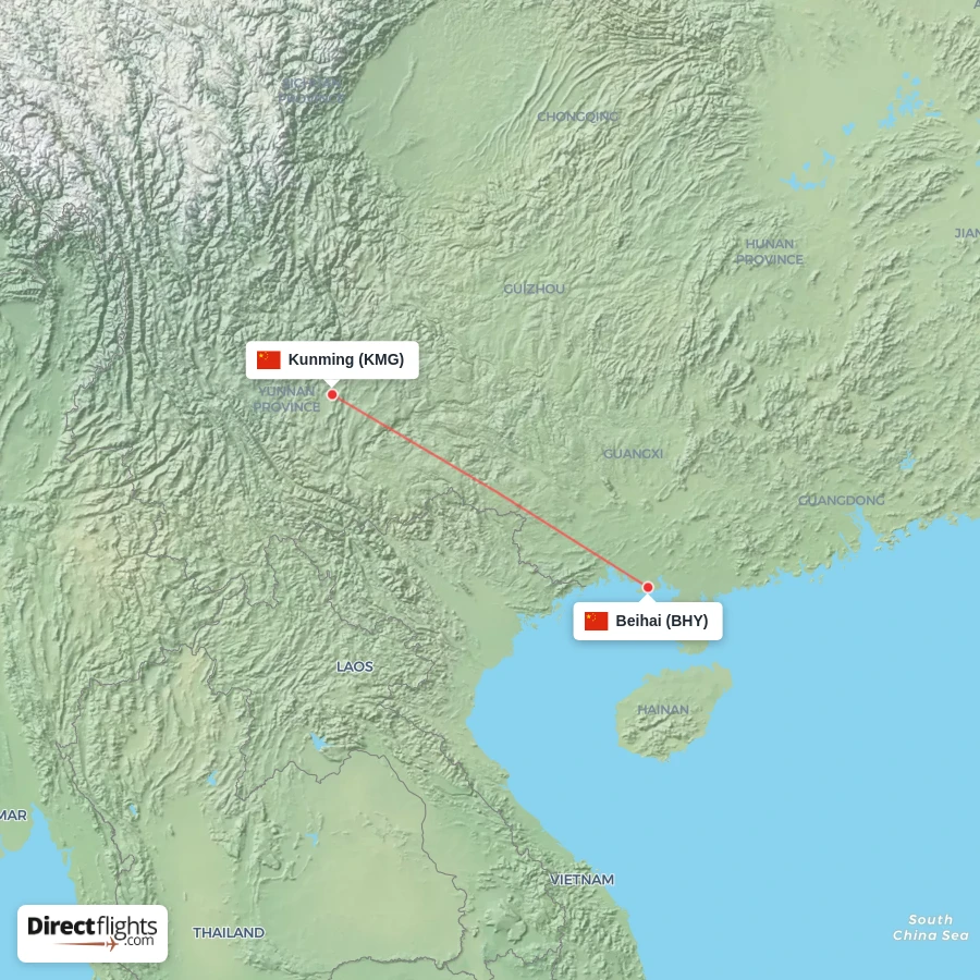 BHY - KMG route map