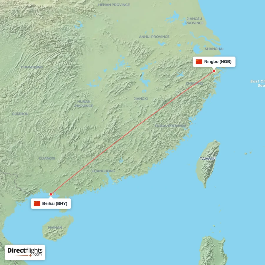 BHY - NGB route map