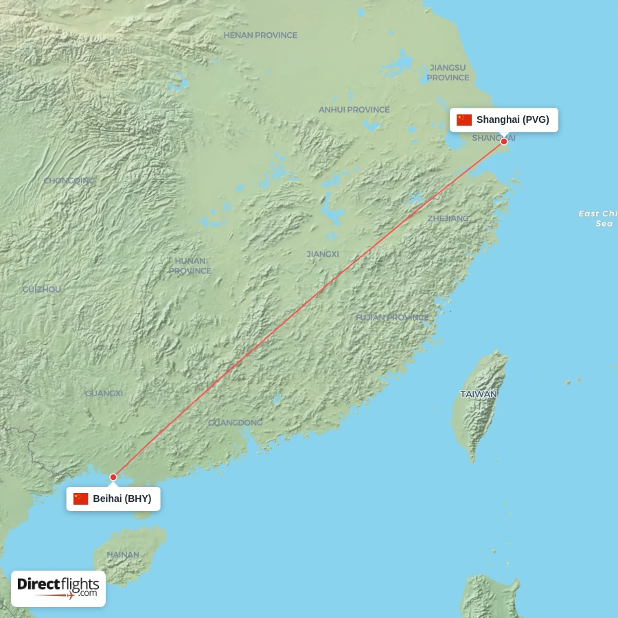 BHY - PVG route map