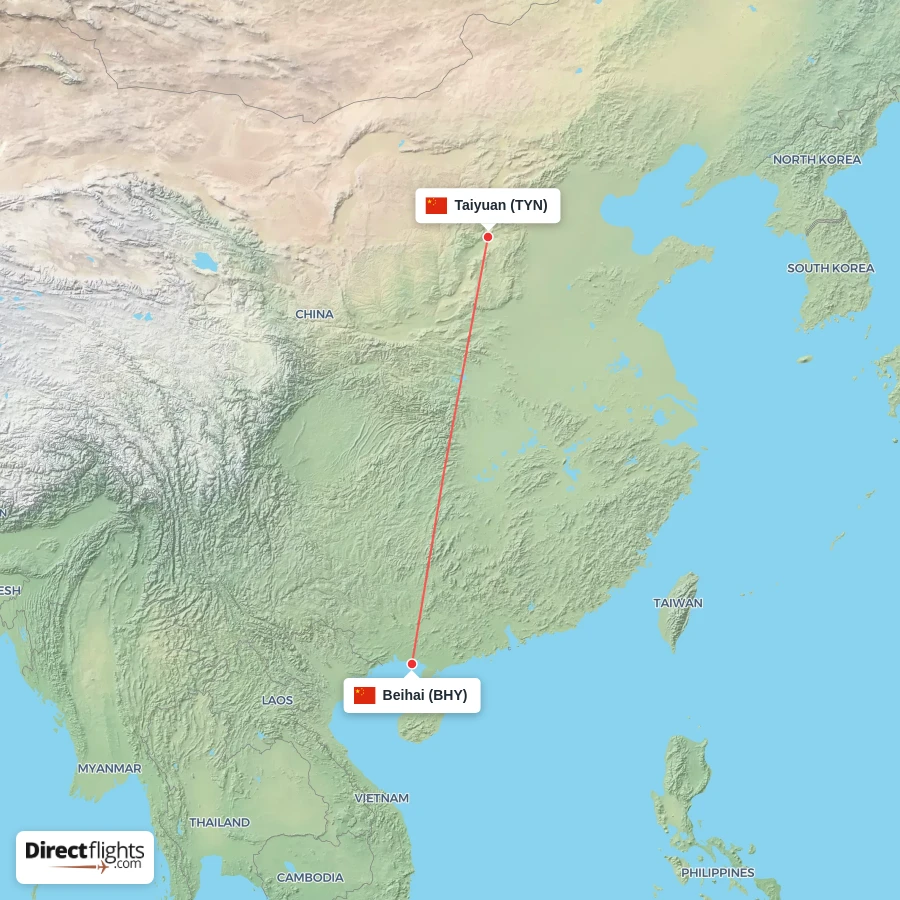 BHY - TYN route map
