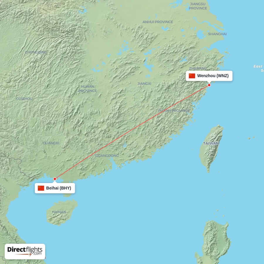 BHY - WNZ route map