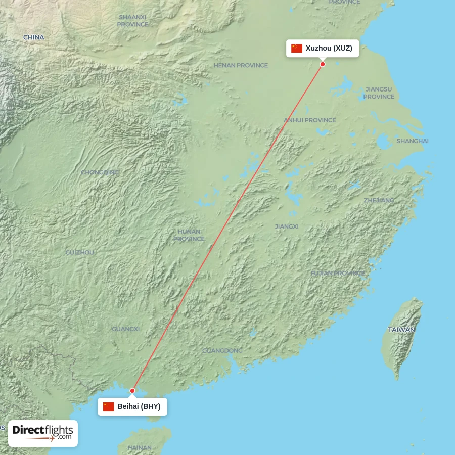 BHY - XUZ route map