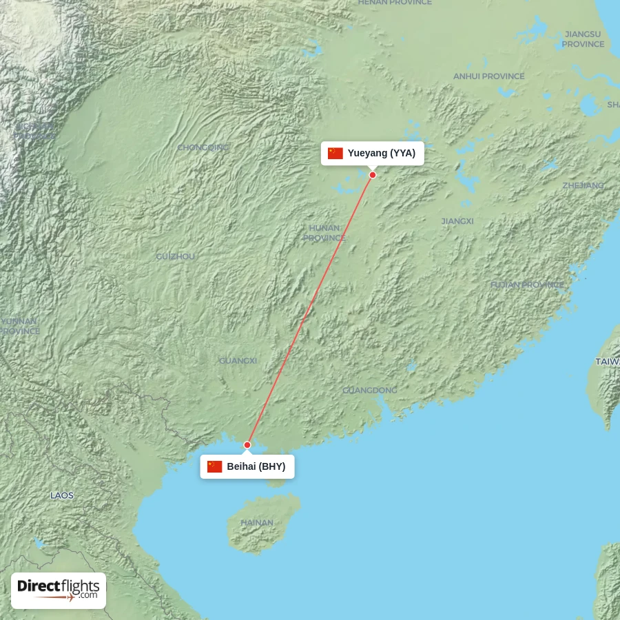 BHY - YYA route map