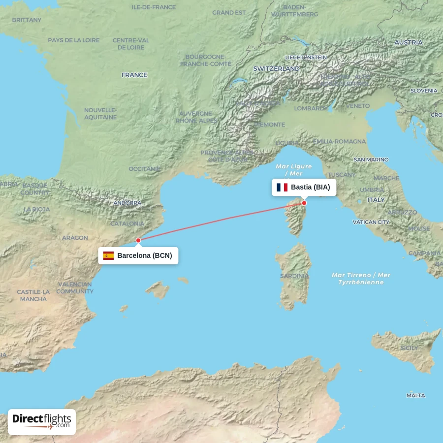 BIA - BCN route map
