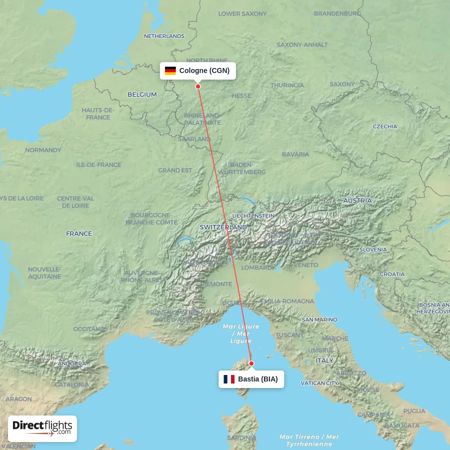 BIA - CGN route map