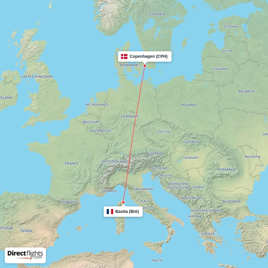 BIA - CPH route map