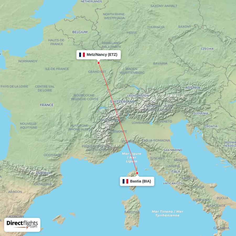 BIA - ETZ route map