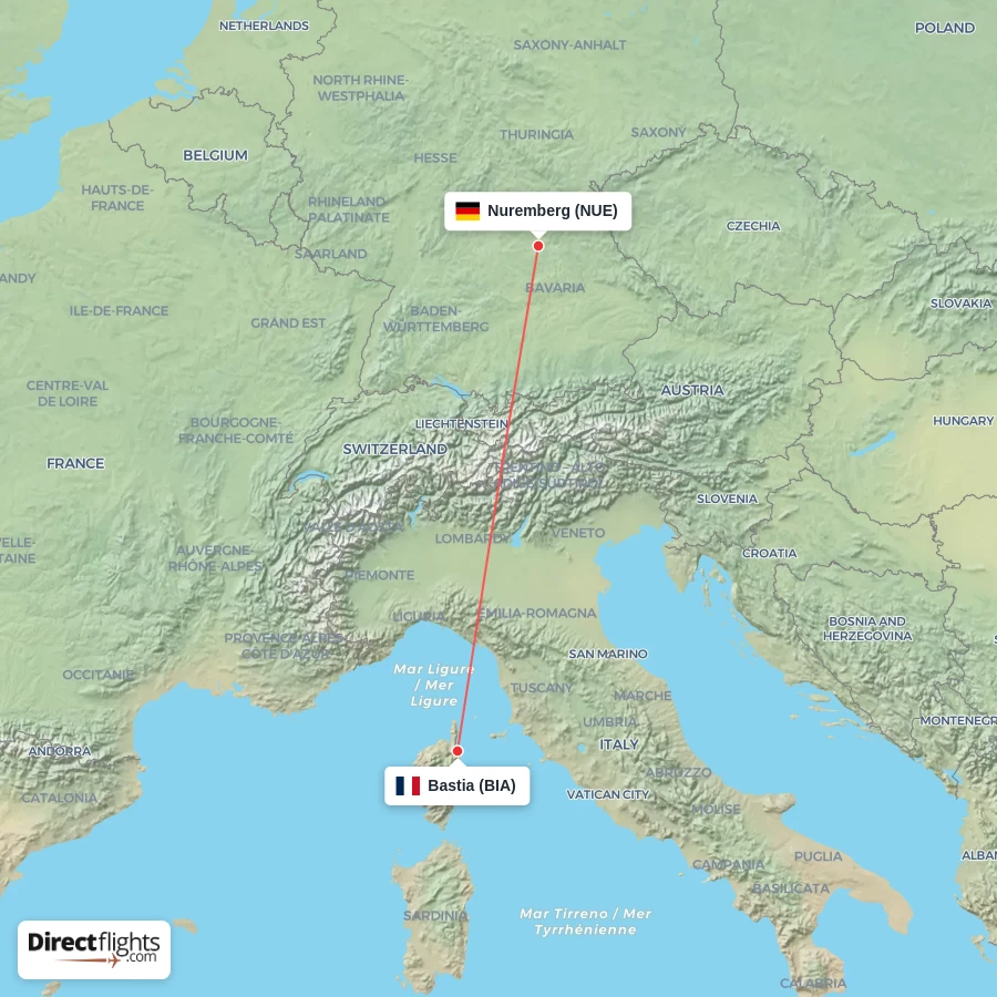 BIA - NUE route map