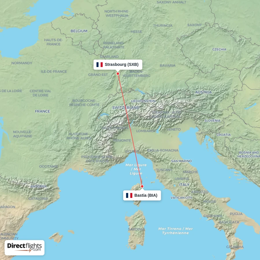 BIA - SXB route map