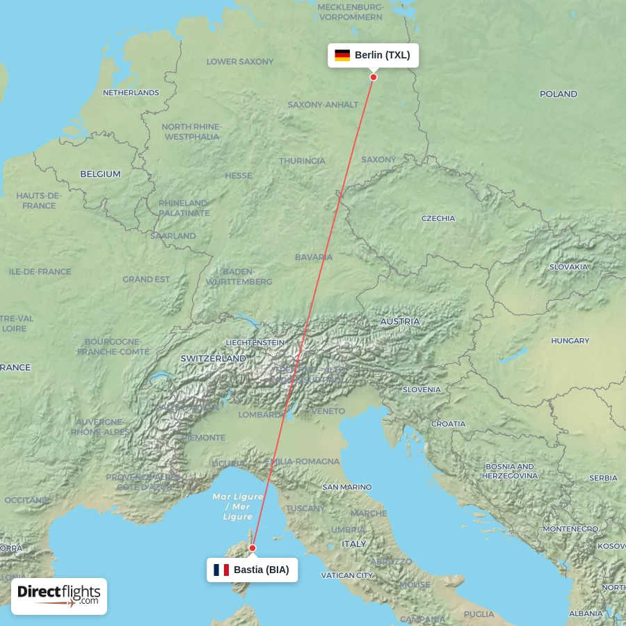 BIA - TXL route map