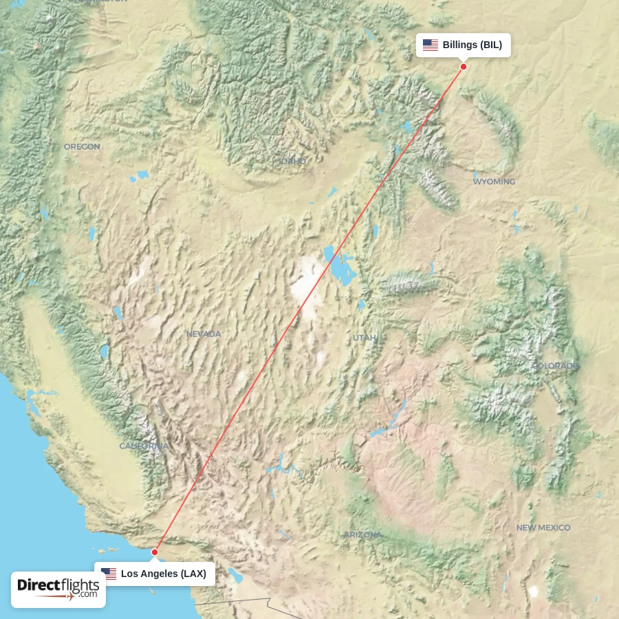BIL - LAX route map