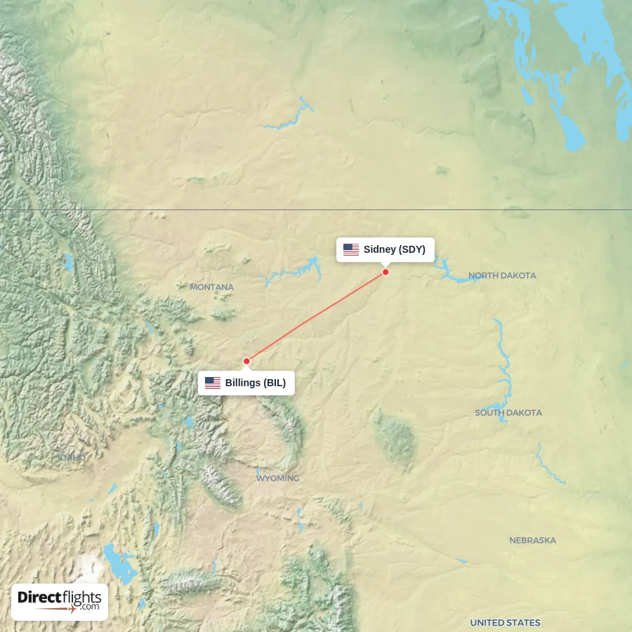 BIL - SDY route map