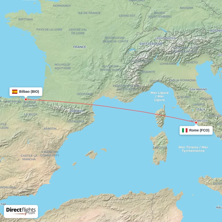 BIO - FCO route map