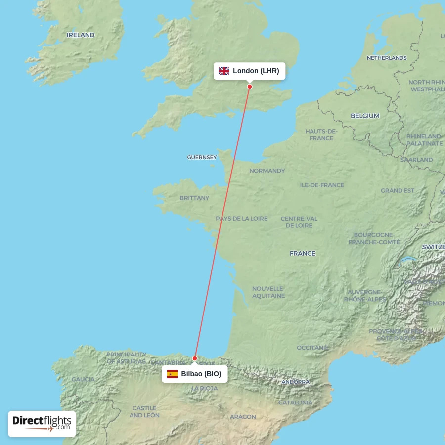 BIO - LHR route map