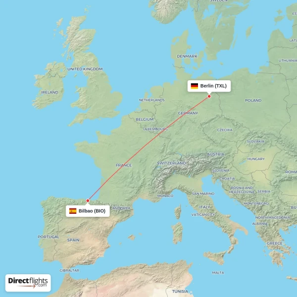Bilbao - Berlin direct flight map