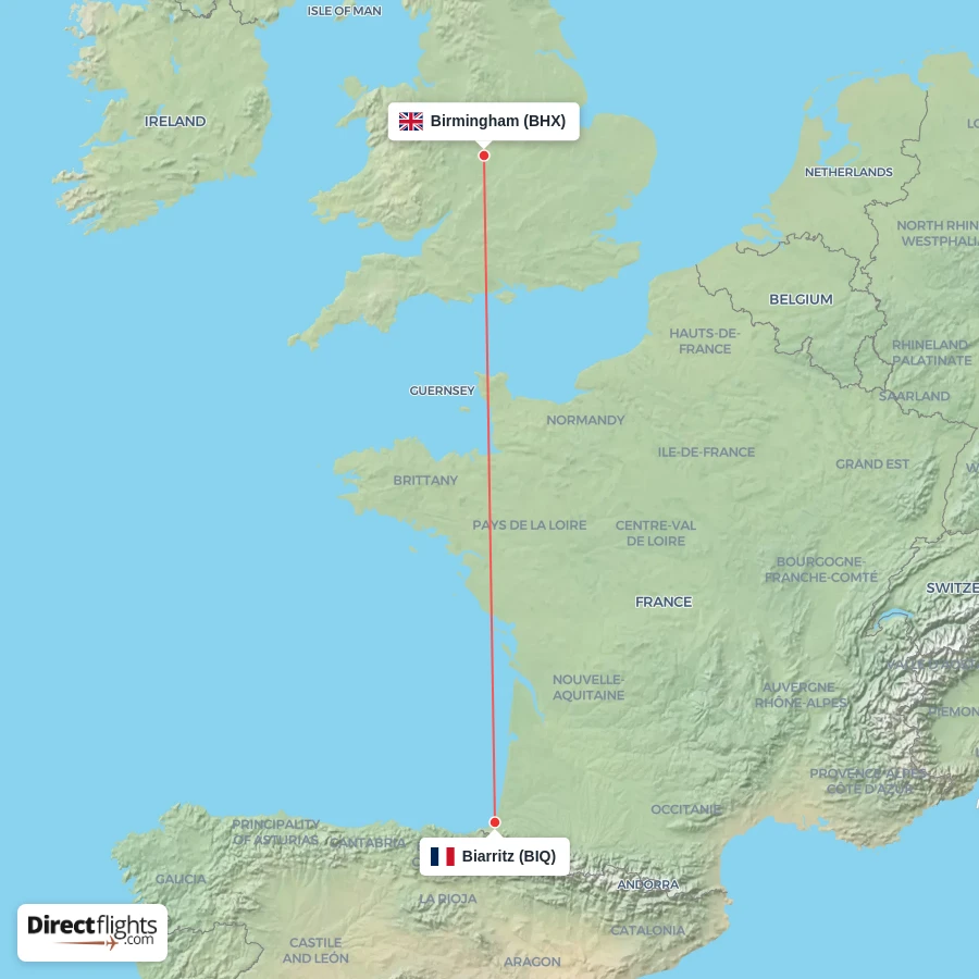 BIQ - BHX route map