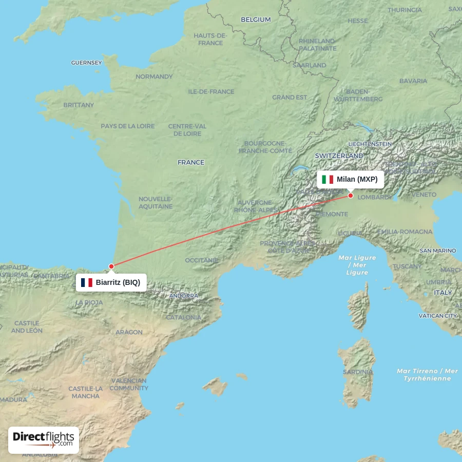 BIQ - MXP route map