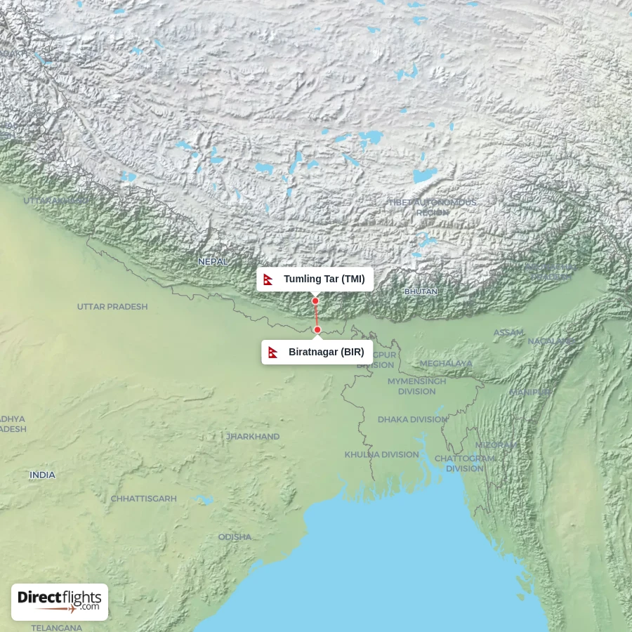 BIR - TMI route map