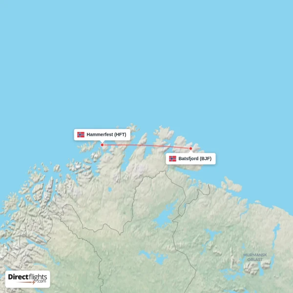 Batsfjord - Hammerfest direct flight map