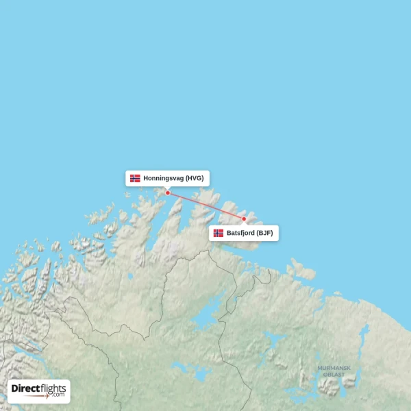 Batsfjord - Honningsvag direct flight map