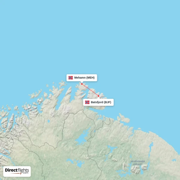 Batsfjord - Mehamn direct flight map