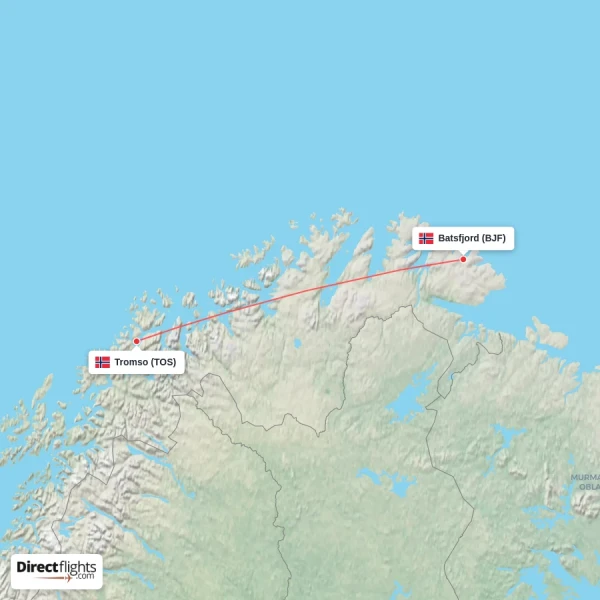Batsfjord - Tromso direct flight map