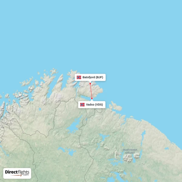 Batsfjord - Vadso direct flight map