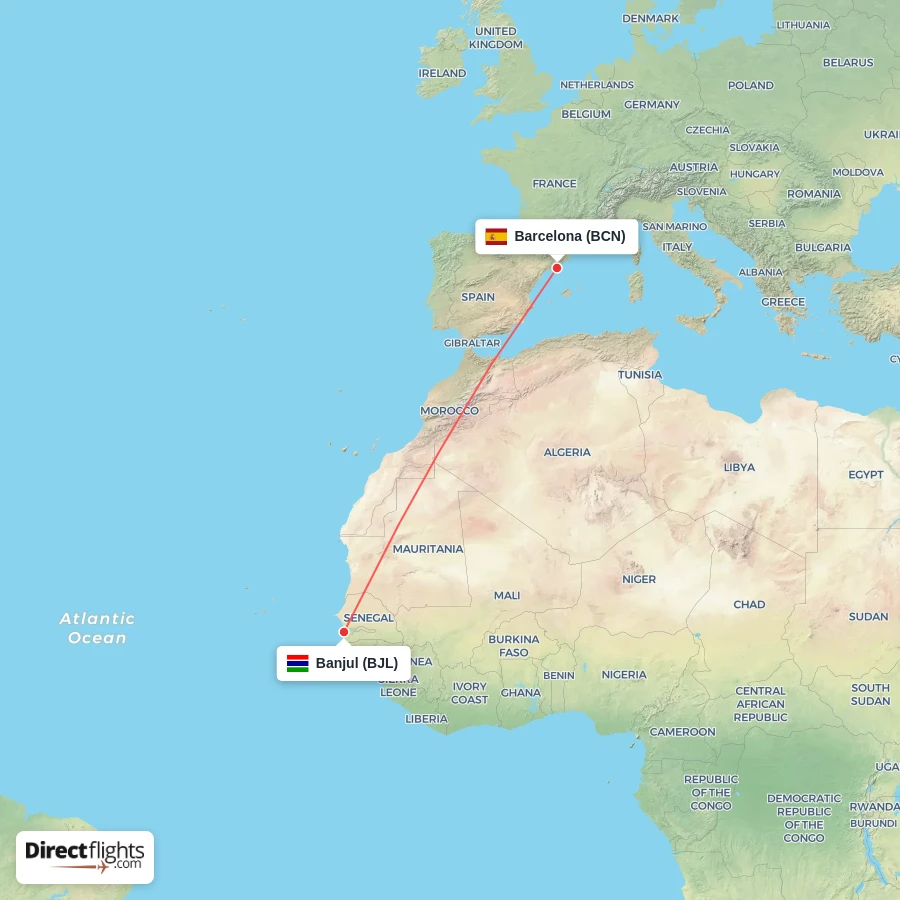 BJL - BCN route map