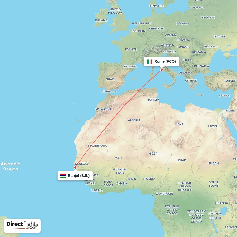 BJL - FCO route map