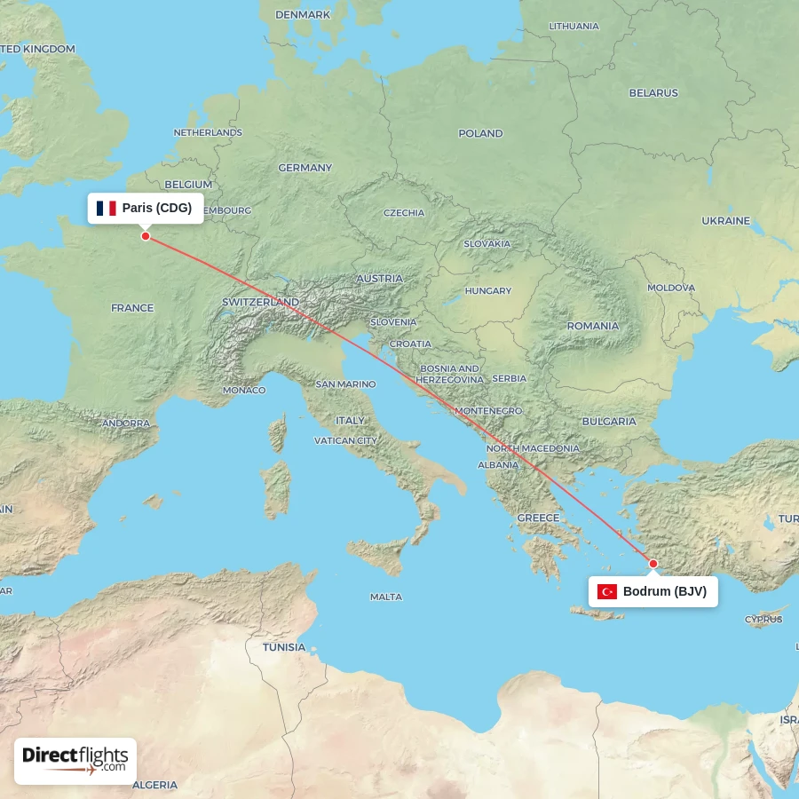 BJV - CDG route map