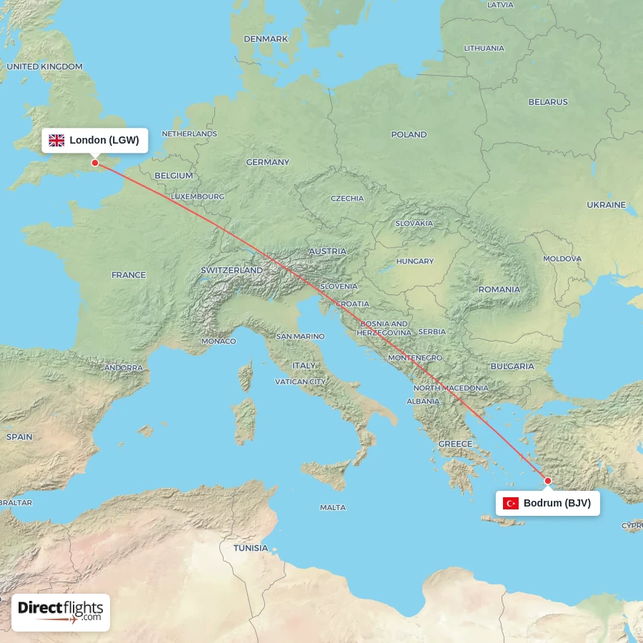 BJV - LGW route map