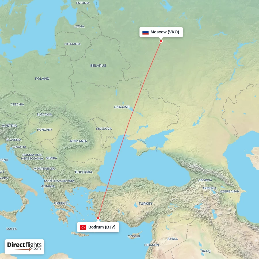 BJV - VKO route map